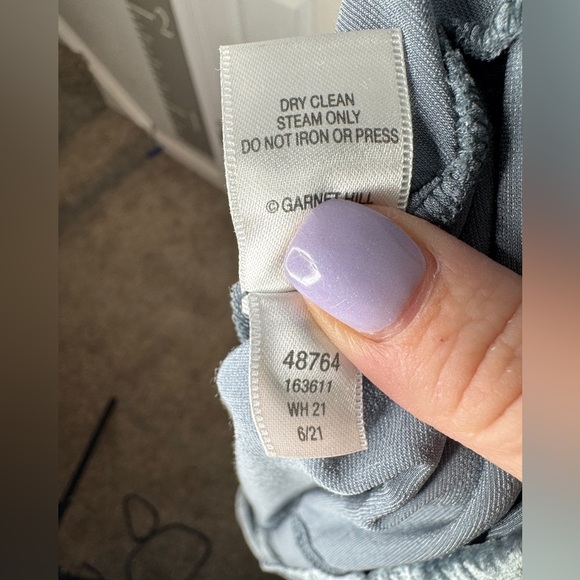 GARNET HILL Embroidered Yoke‎ Velvet Blouse Dusty Blue Size 14 Boho - Picture 5 of 7